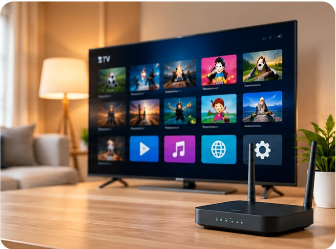 Televisión y equipo de internet